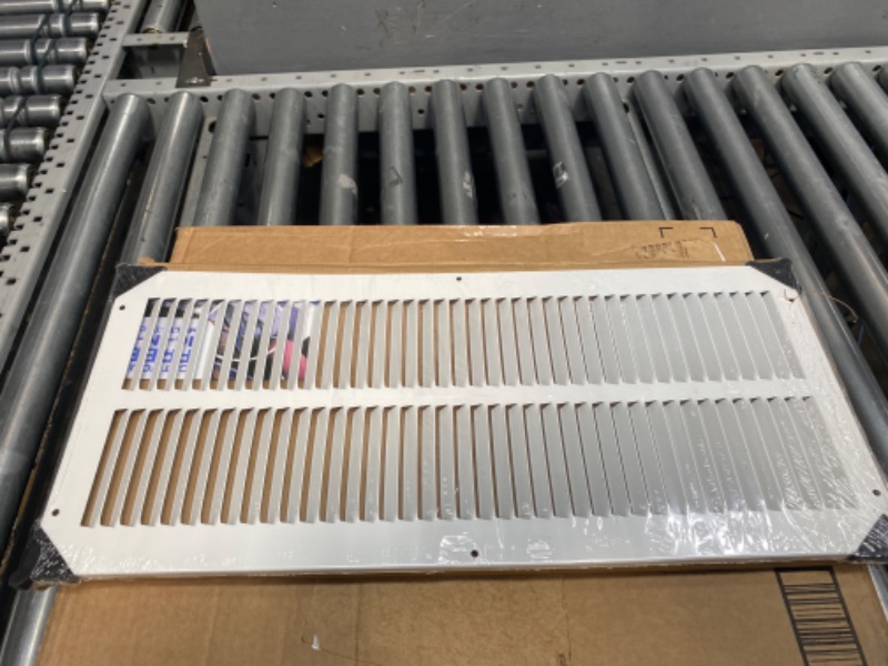 Photo 2 of 8" x 20" Return Air Grille - Sidewall and Ceiling - HVAC Vent Duct Cover Diffuser - [White] [Outer Dimensions: 9.75w X 21.75" h] 8x20 White