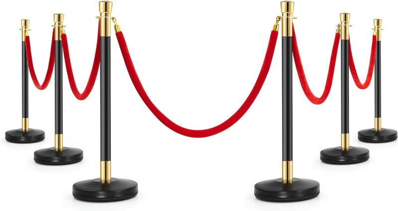 Photo 1 of ***USED - LIKELY MISSING PARTS***
Dragosum 6 Pcs Red Ropes Stanchions, Red Carpet Ropes and Poles