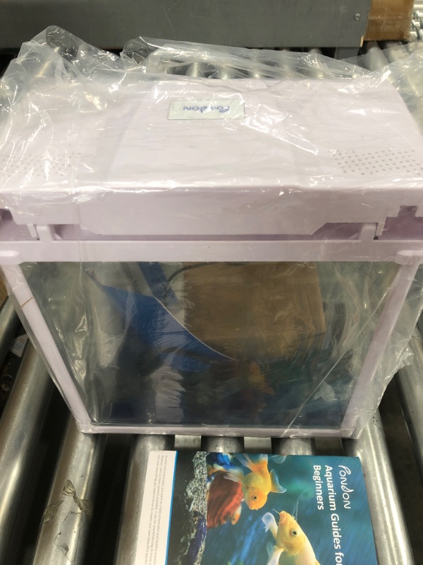 Photo 1 of Fish Tank, 3 Gallon Glass Aquarium with Air Pump, LED Cool Lights and Filter, Small Fish Tank for Betta Fish Starter Kit (White) 3 Gallon White