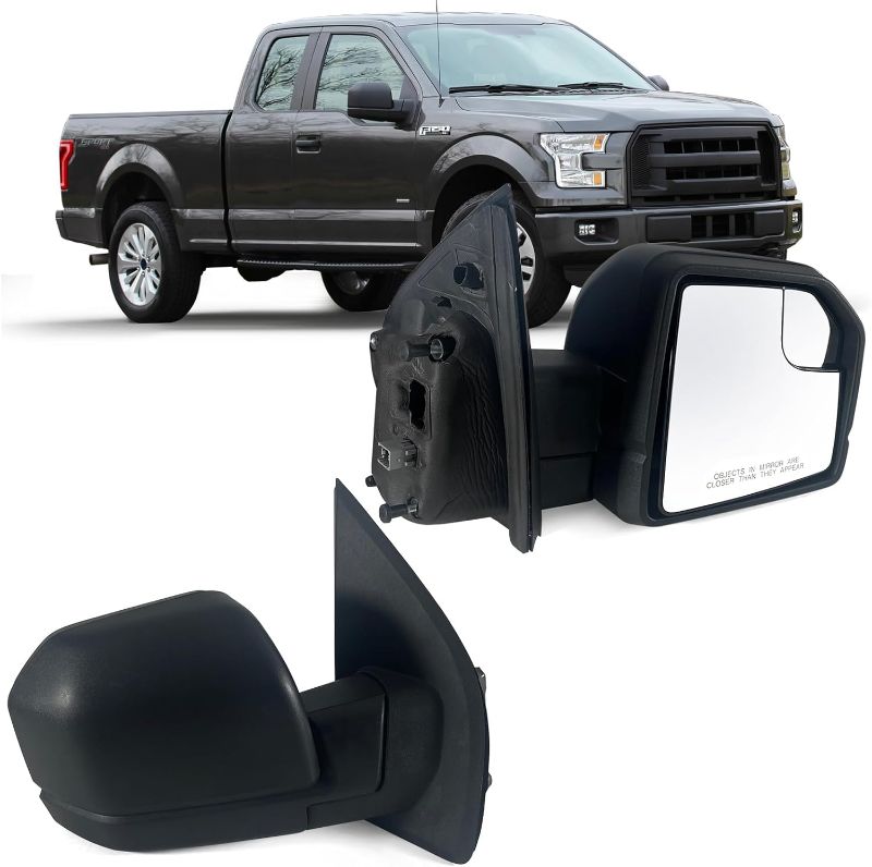 Photo 2 of Lqito Right Passenger side Mirror with Power Glass, Outdoor Temperature Sensor and Manual Folding Fits 2015-2020 Ford F150 Without Turn Signal, Non-Heated Replace JL34-17682-BG (5 Pins) Right 5 Pins