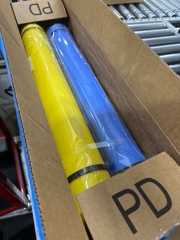 Photo 2 of 2-Pack Extendable Poster Tubes Expand from 24.5” to 40” with Shoulder Strap | Carry Documents, Blueprints, Drawings and Art | Blue and Yellow Portable Durable Round Storage Cases with Lids and Labels