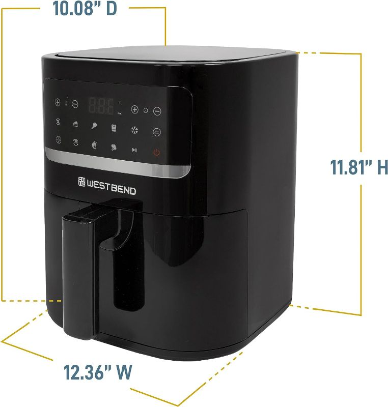 Photo 3 of (READ FULL POST) West Bend Compact Air Fryer 5-Quart Capacity with Digital Controls and 10 Cooking Presets, Nonstick Frying Basket, 1500-Watts, Black