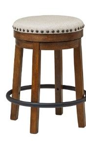 Photo 1 of Signature Design by Ashley Valebeck Rustic Farmhouse 37” Counter Height Swivel Bar Stool, Brown & Valebeck 24" Counter Height Upholstered Swivel Stool, Brown & Black Dark Brown Counter Height Bar Stool + Stool, Brown & Black