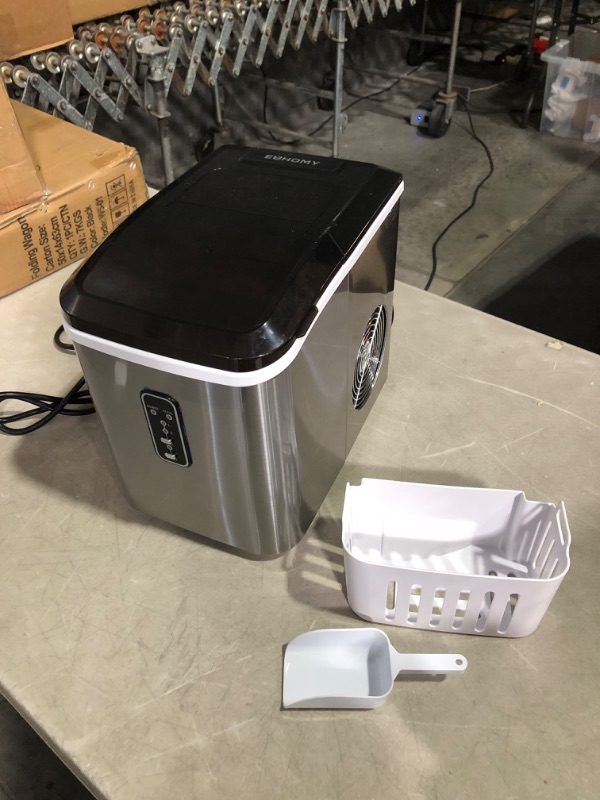 Photo 3 of ***USED - POWERS ON - UNABLE TO TEST FURTHER***
EUHOMY Compact Potable Electric Ice Maker Machine with Ice Scoop and Basket - Countertop, 26 lbs in 24 Hours