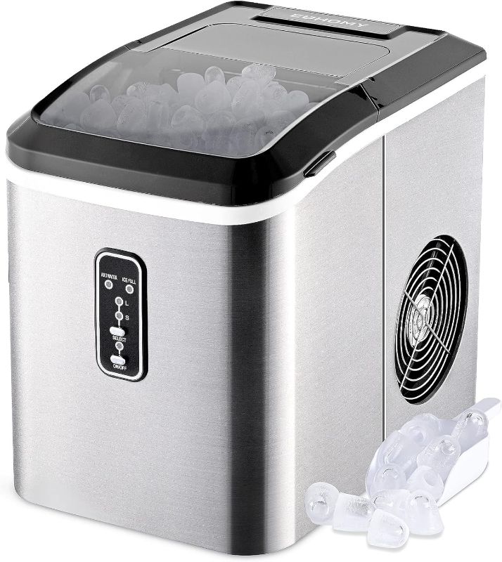 Photo 1 of ***USED - POWERS ON - UNABLE TO TEST FURTHER***
EUHOMY Compact Potable Electric Ice Maker Machine with Ice Scoop and Basket - Countertop, 26 lbs in 24 Hours