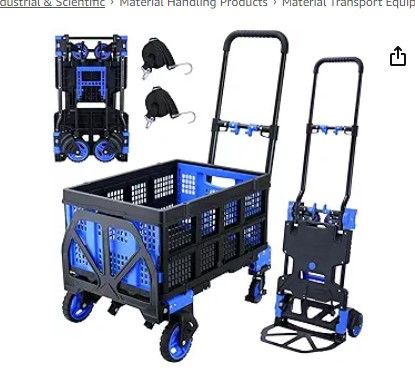 Photo 1 of 2-in-1 Folding Hand Truck with Folding Basket,330lbs Capacity Heavy Duty Hand Truck Dolly with Rubber Wheels and Telescoping Handle,Portable Dolly Cart with Bungee Cords for Moving.
