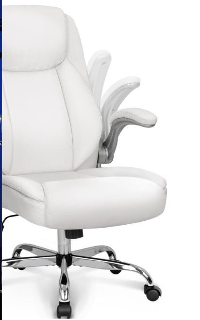 Photo 1 of *********UNKNOWN IF COMPLETE********
NEO CHAIR Ergonomic Office Chair PU Leather Executive Chair Padded Flip Up Armrest Computer Chair Adjustable Height High Back Lumbar Support Wheels Swivel for Gaming Desk Chair (White)
