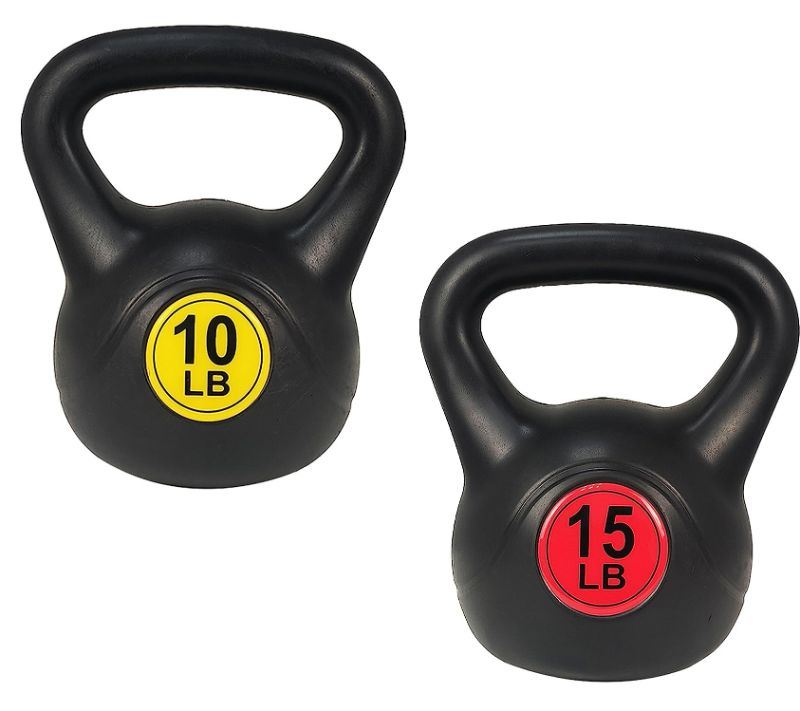 Photo 1 of ***LABLES HAVE FALLEN OFF**DIRTY WEIGHTS***
Signature Fitness ?Wide Grip Kettlebell Exercise Fitness Weight Set, Set of 2 Kettlebells 10LB/15LB