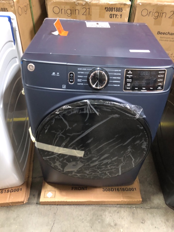 Photo 4 of GE 7.8 cu. ft. Smart Front Load Electric Dryer in Sapphire Blue with Sanitize Cycle, ENERGY STAR