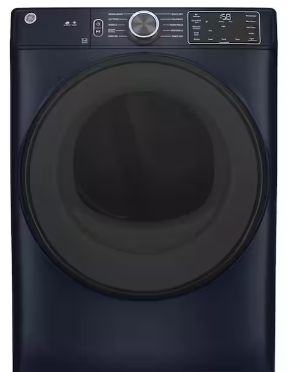 Photo 1 of GE 7.8 cu. ft. Smart Front Load Electric Dryer in Sapphire Blue with Sanitize Cycle, ENERGY STAR