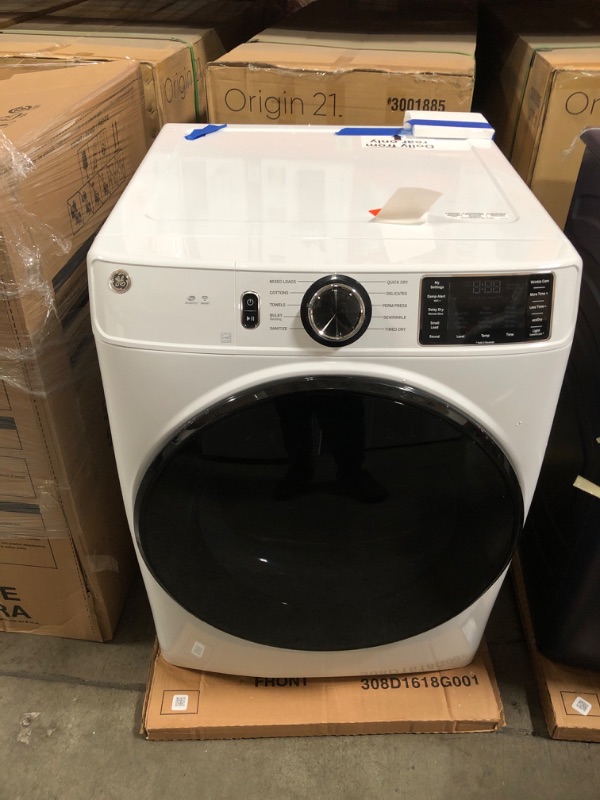 Photo 3 of GE 7.8 cu. ft. Smart Front Load Electric Dryer in White with Sanitize Cycle, ENERGY STAR