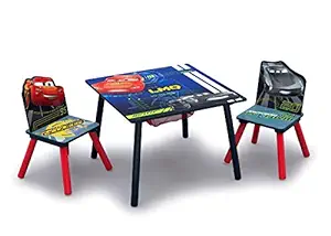 Photo 1 of Delta Children Kids Table and Chair Set With Storage (2 Chairs Included) - Ideal for Arts & Crafts, Snack Time, Homework & More, Disney/Pixar Cars, 3 Piece Set