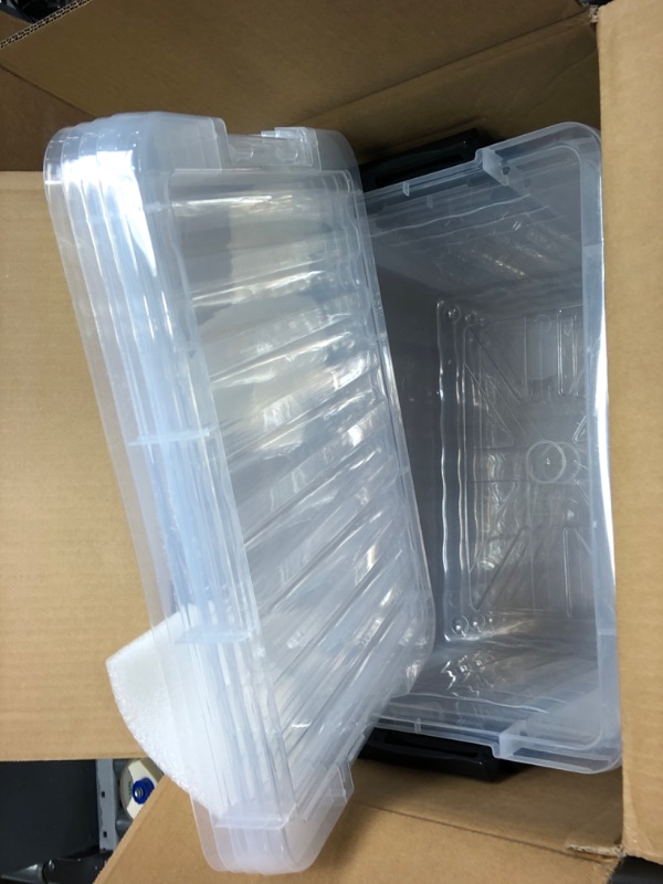 Photo 1 of Cetomo Plastic Storage Bin Box Stackable and Nestable with Lid and Secure Latching Buckles, Clear, 18Qt x 4, Pack of 4