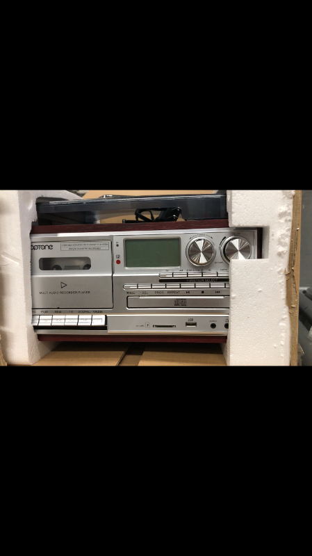 Photo 1 of LoopTone Vinyl Record Player 9 in 1 3 Speed Bluetooth Vintage Turntable CD Cassette Player AM/FM Radio USB Recorder Aux-in RCA Line-Out