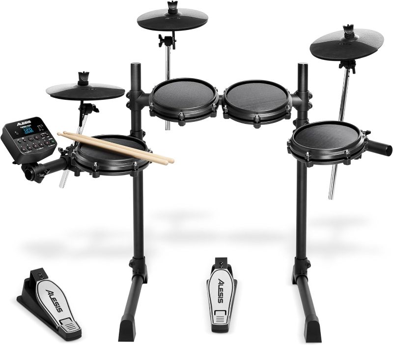 Photo 1 of Alesis Turbo Mesh Kit – Electric Drum Set With 100+ Sounds, Quiet Mesh Drum Pads, Drum Sticks, Connection Cables, Drum Lessons
