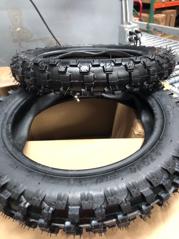 Photo 2 of 2.75-10" Off-Road Tire and Inner Tube Set - Most 49cc, 50cc, and 70cc Dirt Bike Tire with 10-Inch Rim Replacement Compatible with CRF50/XR50, DRZ70/JR50, and PW50 (2.75-10")
