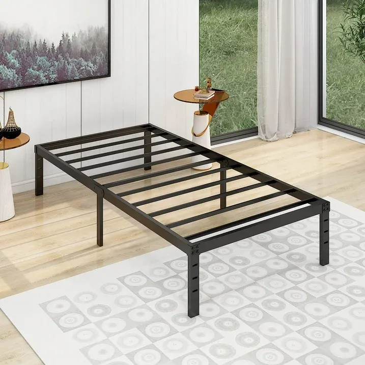 Photo 1 of alazyhome 14 inch Metal Platform Twin Bed Frame with Heavy Duty Steel Slat Support, Black
