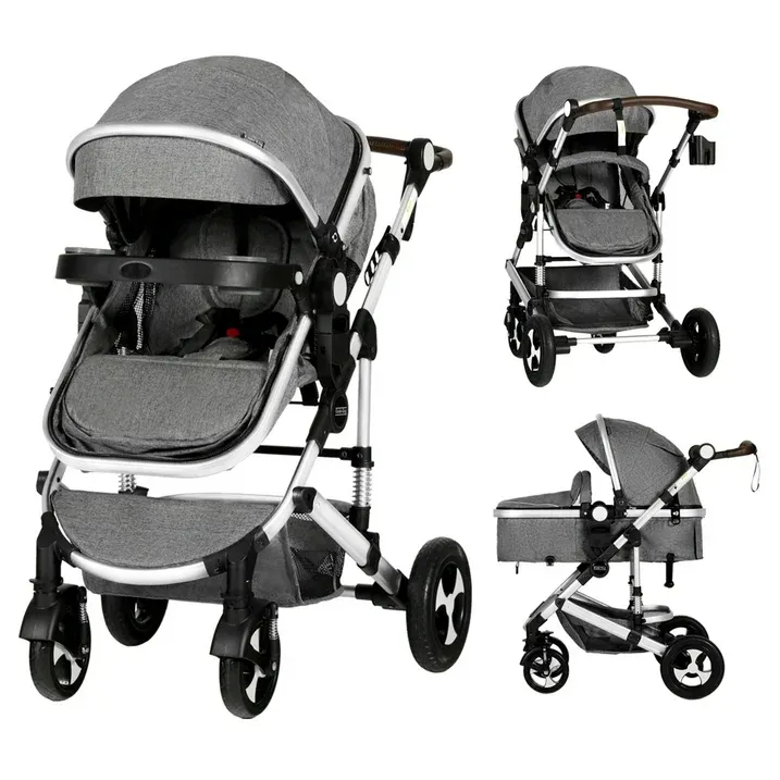 Photo 1 of AILEEKISS 3 in 1 Baby Stroller Reversible Newborn Bassinet Stroller & Unisex Infant Carriage, Grey
