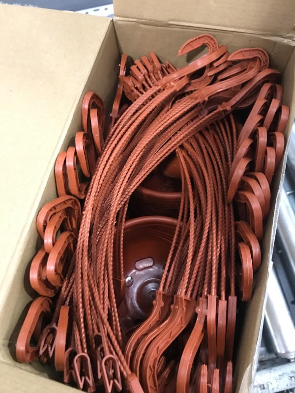 Photo 1 of 60 Pcs Plastic Hanging Planter Flower Plant Pots with Hook Hanging Pot for Plants Basket Planter Holder Containers with Drainage Hole for Indoor Outdoor Garden Balcony Wall Decor, Brown