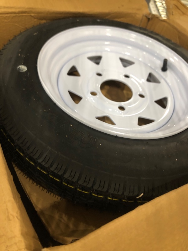 Photo 2 of 12 x 4 White Steel Spoke 4 Lug Trailer Wheel w/ 4.80-12 LR C Trailer Tire Package - 2 Year Warranty w/Free Roadside Only 2
