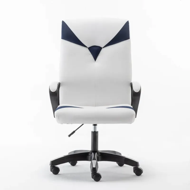 Photo 1 of Ergonomic High Backrest Adjustable Office Chair with Armrests – White+Navy
