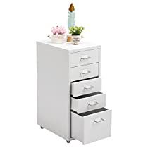 Photo 1 of ***USED - LIKELY MISSING PARTS - UNABLE TO VERIFY FUNCTIONALITY***
HollyHOME 5-Drawer Mobile Classification Storage Cabinet, Metal Storage Cabinet with Casters for Home,Office and School, White