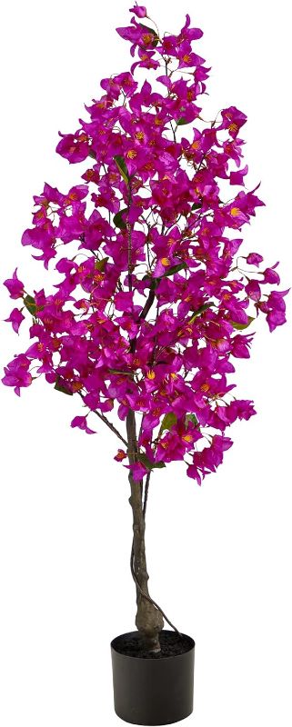 Photo 3 of 4ft. Bougainvillea Artificial Tree 19 In. W x 9 In. D x 48 In. H Purple