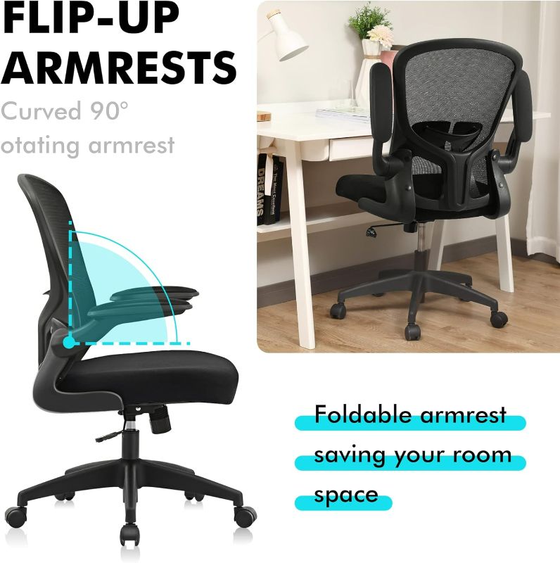 Photo 3 of (READ FULL POST) FelixKing Office Chair, Ergonomic Desk Chair with Adjustable Height, Swivel Computer Mesh Chair with Lumbar Support and Flip-up Arms, Backrest with Breathable Mesh (Black) Black FK936