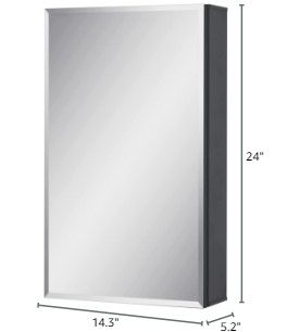 Photo 3 of (READ FULL POST) Fundin Medicine Cabinet 14 x 24 inches Mirror Size, Recessed or Surface Mount, Black Aluminum Bathroom Wall Cabinet with Mirror and Adjustable Shelves.