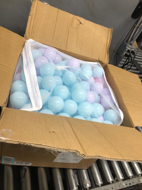 Photo 2 of Amazon Basics BPA Free Crush-Proof Plastic Ball Pit Balls with Storage Bag, Toddlers Kids 12+ Months, 6 Pastel Colors - Pack of 400 6 Pastel Colors 400 Balls