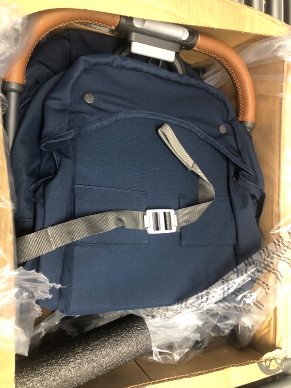 Photo 2 of UPPAbaby Minu V2 Travel Stroller/Lightweight, Portable Design/One-Hand Fold/Shoulder Strap and Leather Bumper Bar Included/Noa (Navy/Carbon Frame/Saddle Leather) Navy Stroller