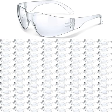 Photo 1 of 100 Pack Bulk Protective Safety Glasses Clear Lens Splash Proof Eye Protection Goggles Scratch and Impact Resistant Eyewear 