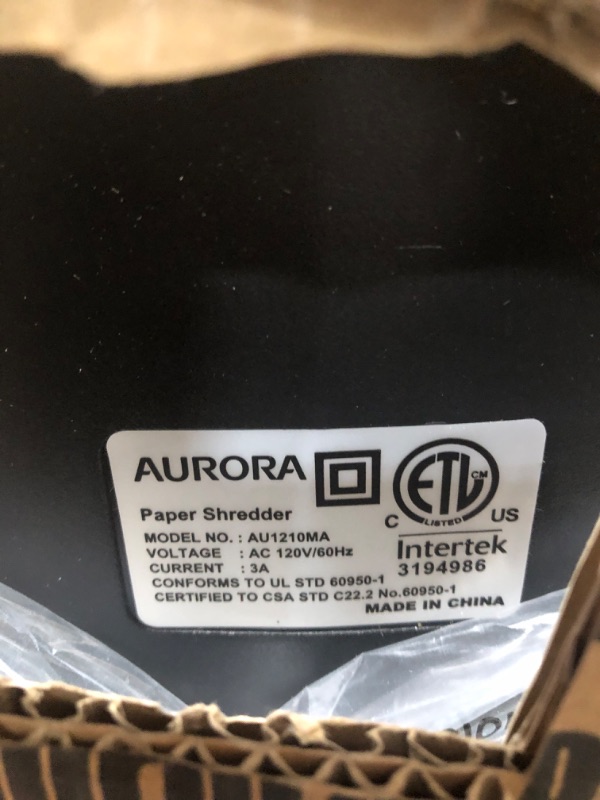 Photo 2 of Aurora AU1210MA Professional Grade High Security 12-Sheet Micro-Cut Paper/ CD and Credit Card/ 60 Minutes Continuous Run Time Shredder