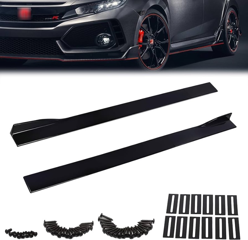 Photo 1 of 2.2M/86.6inch Universal Side Skirts for Cars Body Kit Car Rocker Panel Splitter Exterior Lower Side Compatible with Mitsubishi, Subaru,VW, Mazda,Mustang, Honda, Toyota, BMW Chevrolet, Ford