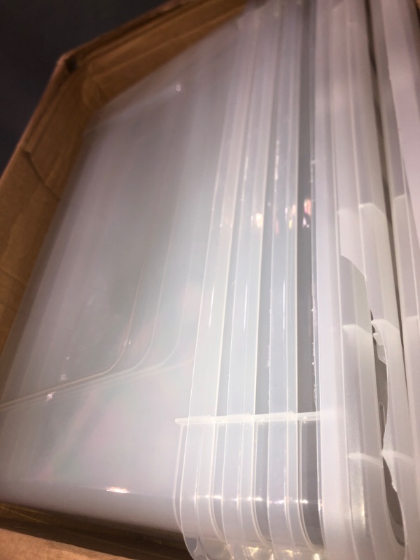 Photo 2 of 4 Pack 72qt Clear View Plastic Storage Bin with Lid and Secure Latching Buckles
