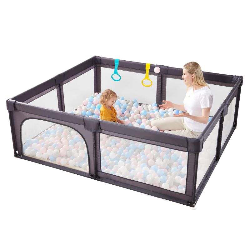 Photo 1 of Baby Playpen for Babies and Toddlers, 79x71 Baby Playpen Play Yard, Baby Play Pen with Door Baby Fence Play Area Grey
