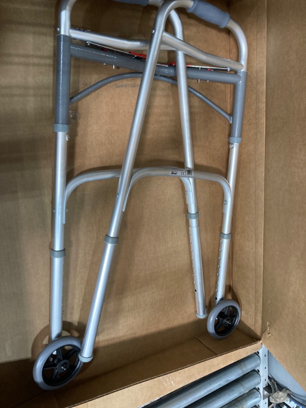 Photo 2 of Drive Medical 10210-1 Deluxe 2-Button Folding Walker with Wheels