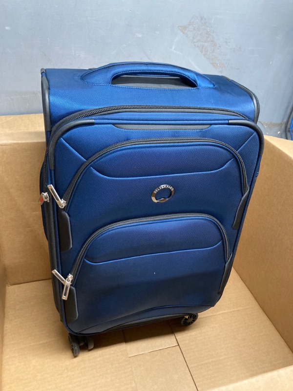 Photo 3 of DELSEY Paris Sky Max 2.0 Softside Expandable Luggage with Spinner Wheels, Blue, Carry-on 21 Inch
