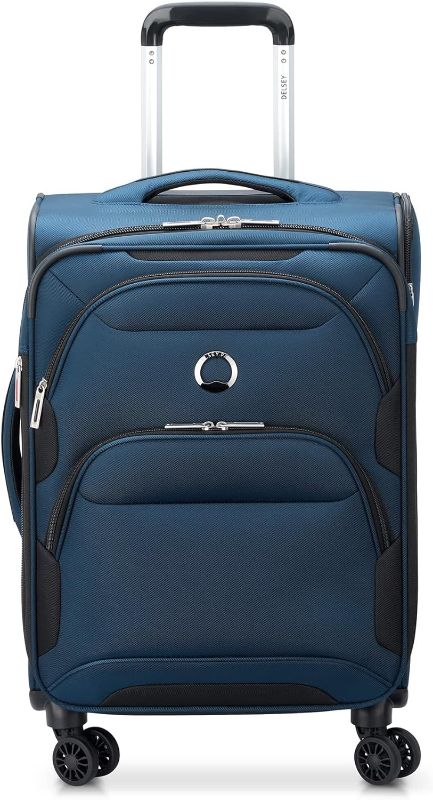 Photo 1 of DELSEY Paris Sky Max 2.0 Softside Expandable Luggage with Spinner Wheels, Blue, Carry-on 21 Inch
