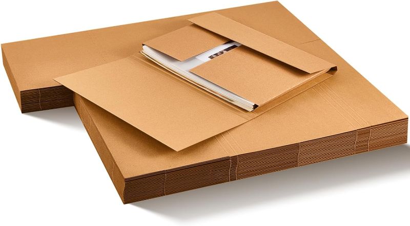 Photo 1 of 36 Pcs Corrugated Book Mailers Comic Book Shipping Box Mailers Easy Fold Cardboard Photo Mailers for Mailing Packaging, Height Adjustable
