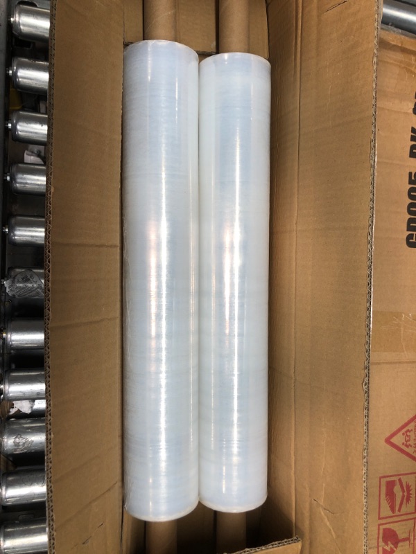 Photo 2 of 2 Rolls 20 Inch x 1000 Feet Stretch Wrap with Handle Plastic Clear Stretch Film Shrink Wrap Roll for Moving Packing Furniture Pallet Wrap Supplies