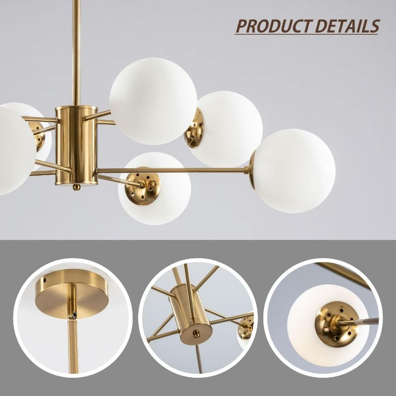 Photo 4 of (READ FULL POST) KCO Lighting 8-Light Glass Sputnik Chandelier Light Modern Gold Chandeliers Pendant Light Fixture Vintage Globe Ball Ceiling Flush Mount Light Fixture Kitchen Island
