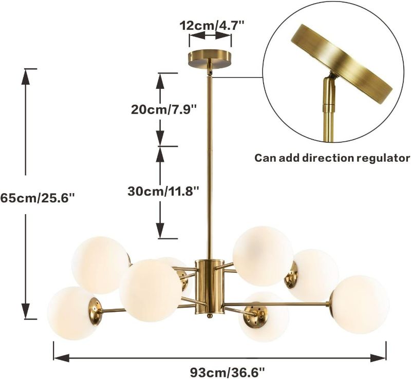 Photo 3 of (READ FULL POST) KCO Lighting 8-Light Glass Sputnik Chandelier Light Modern Gold Chandeliers Pendant Light Fixture Vintage Globe Ball Ceiling Flush Mount Light Fixture Kitchen Island
