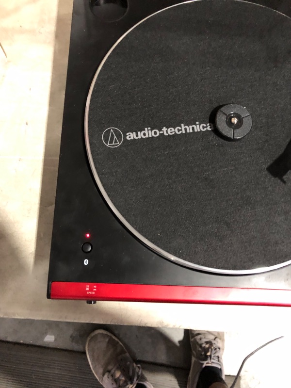 Photo 4 of Audio-Technica AT-LP60XBT-RD Fully Automatic Belt-Drive Stereo Turntable, Red/Black, Bluetooth, Hi-Fi, 2 Speed & AT6013a Dual-Action Anti-Static Record Cleaner Red Wireless Turntable + Record Cleaner