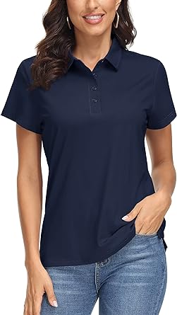 Photo 1 of MAGCOMSEN Women's Polo Shirts UPF 50+ Sun Protection 4 Buttons Casual Work Quick Dry Short Sleeve Collared Golf Shirt
