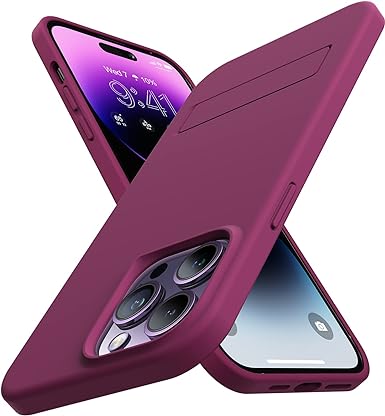 Photo 1 of TORRAS Designed for iPhone 14 Pro Max Case with Stand, [10FT Military Grade Drop Protection] [3 Stand Ways Kickstand] Slim Soft Silicone Anti-Scratch for iPhone 14 Pro Max Phone Case, Reddish Purple
