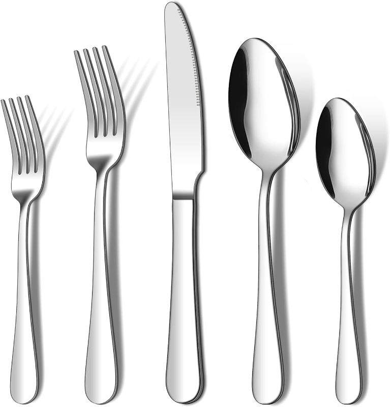 Photo 1 of 20 Piece Silverware Set, ENLOY Stainless Steel Flatware Cutlery Set, Kitchen Utensil Set Service for 4, Include Knife Fork Spoon, Mirror Polished, Dishwasher Safe
