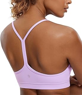 Photo 1 of CRZ YOGA Butterluxe Womens Y Back Sports Bra - Padded Racerback Low Impact Spaghetti Thin Strap Workout Yoga Bra
