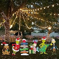 Photo 1 of 6Pcs Grinch Christmas Decorations, Yard Signs with Stakes, Grinch Cindy Max Whoville Sign for Xmas Garden Lawn Decor, Grinch Stealing Christmas Outdoor Decor Party Supplies Holiday Decorations
