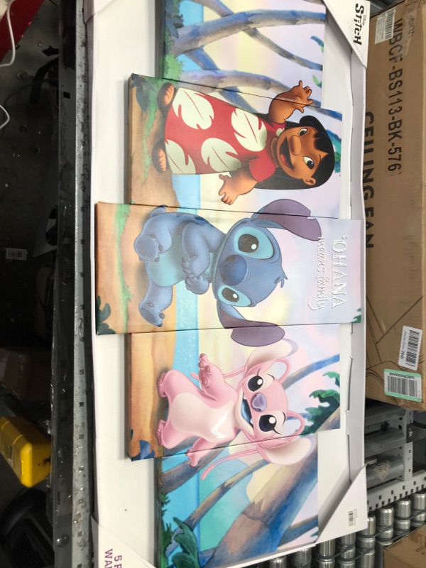 Photo 2 of **SEE NOTES**

Idea Nuova Disney Lilo and Stitch Ohana Means Family 5 Piece Canvas Printed Wall Art Décor Set, Overall 40" W x 20" H